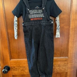 Harley-Davidson Kids Black Overalls with Graphic Tee